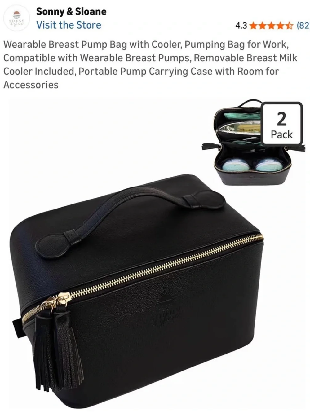 Black Wearable Breast Pump Cooler Bag